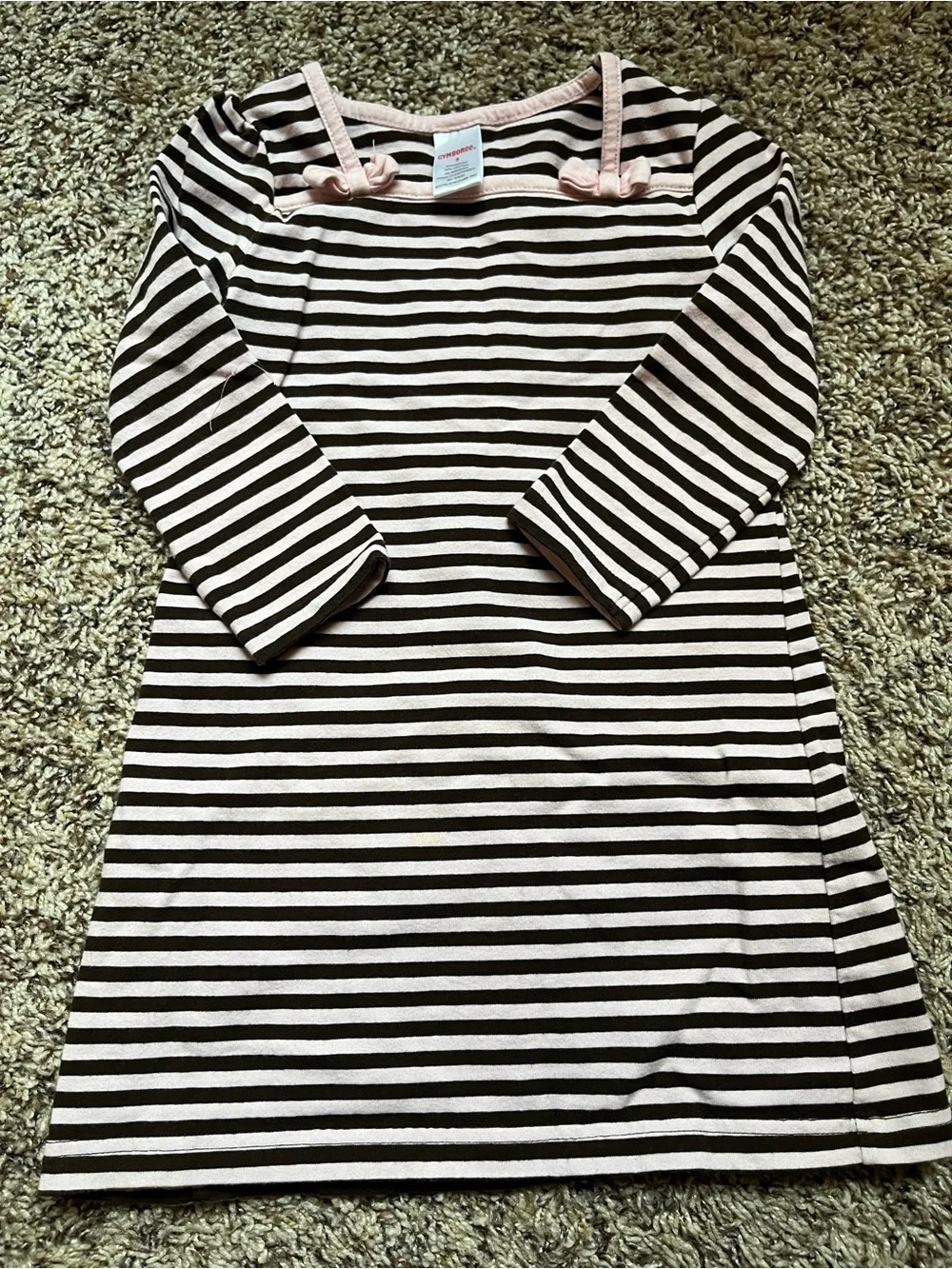 Gymboree Girly Brown and Pink Striped Dress with Bow Detail
